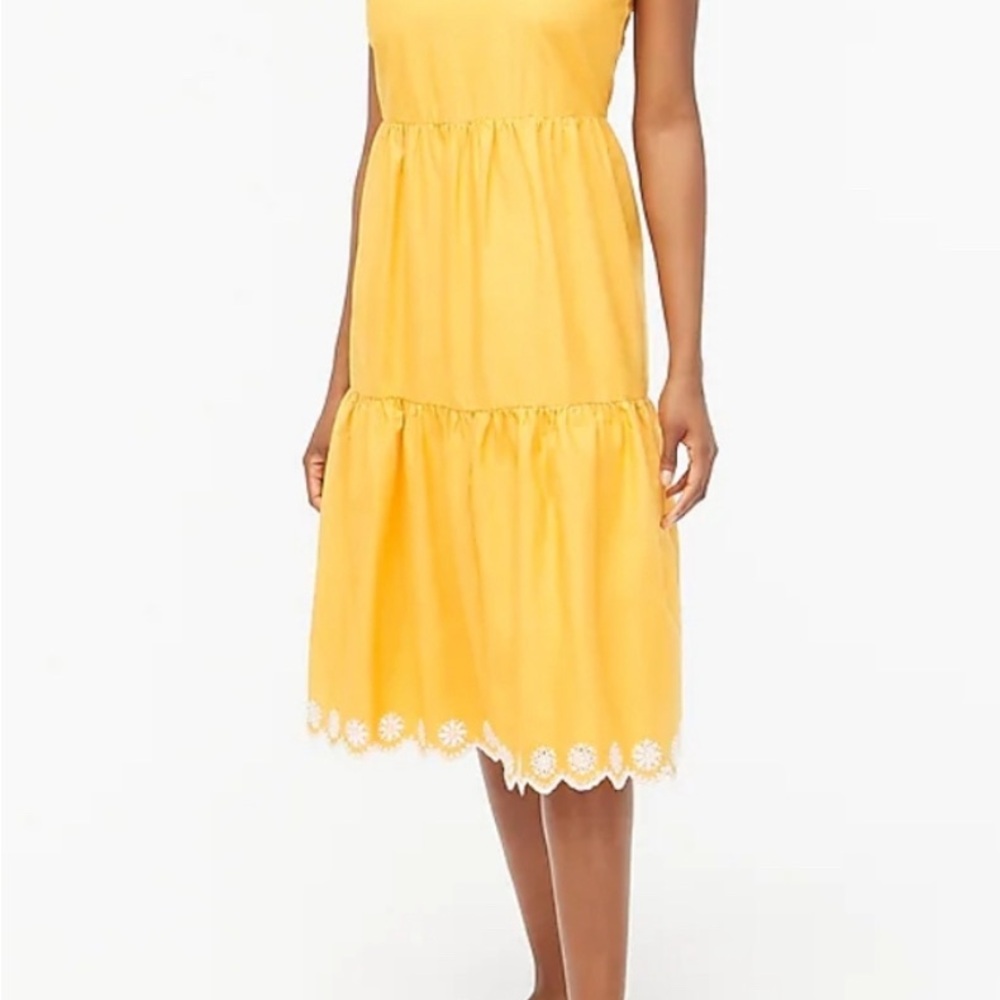 J. Crew Yellow Tiered Embroidery Sundress Size 4 - Picture 2 of 7
